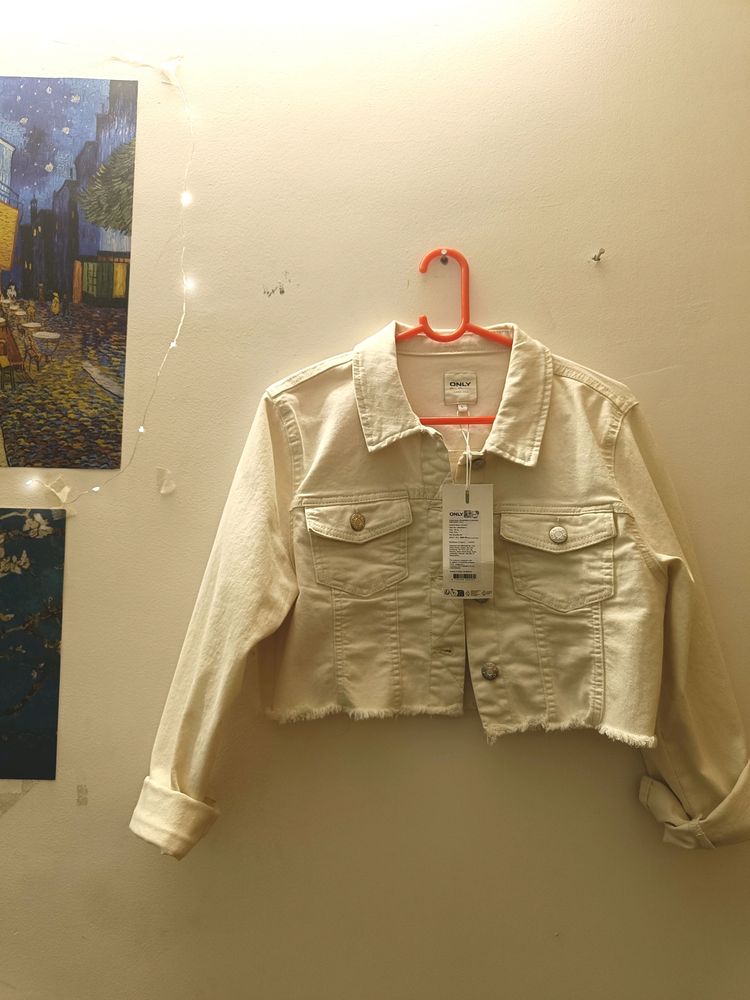 Only Denim Jacket Cropped Off White