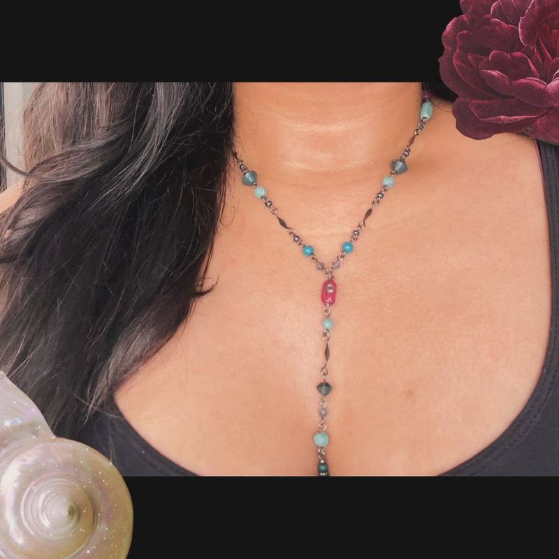 Boho Beaded Lariat Necklace