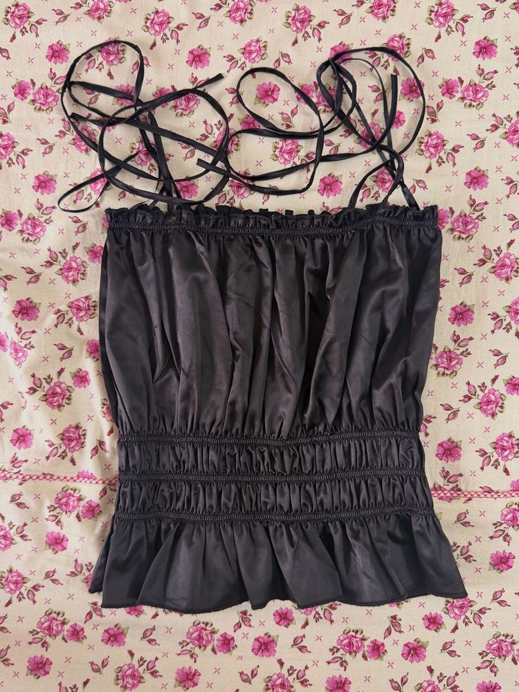 Ruched satin cami top