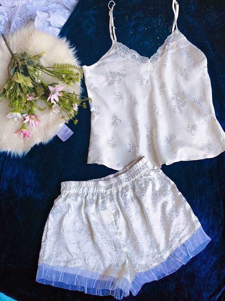 Delicate Lace Trimmed Pajama Set