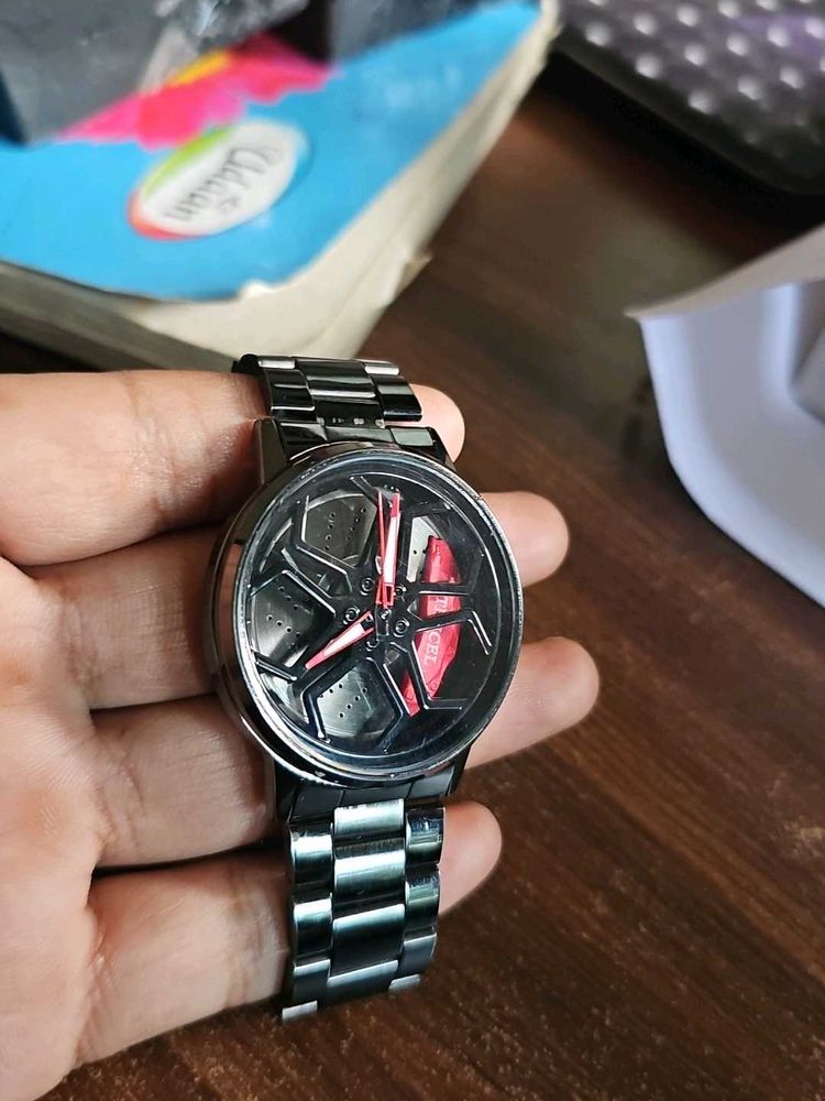 Stylish Black Wheel Watch