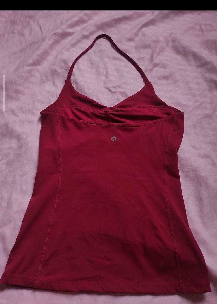Maroon Halter Neck Tank Top