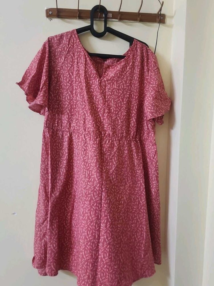 Pink Floral Print Mini Dress