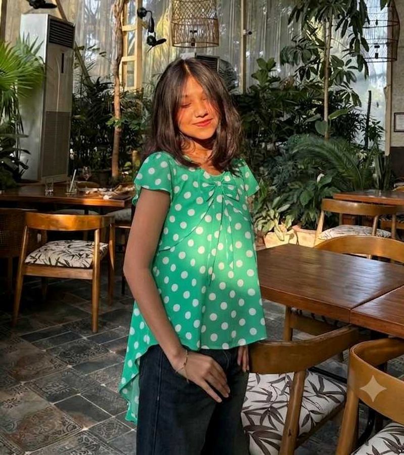 Green Polka Dot Top