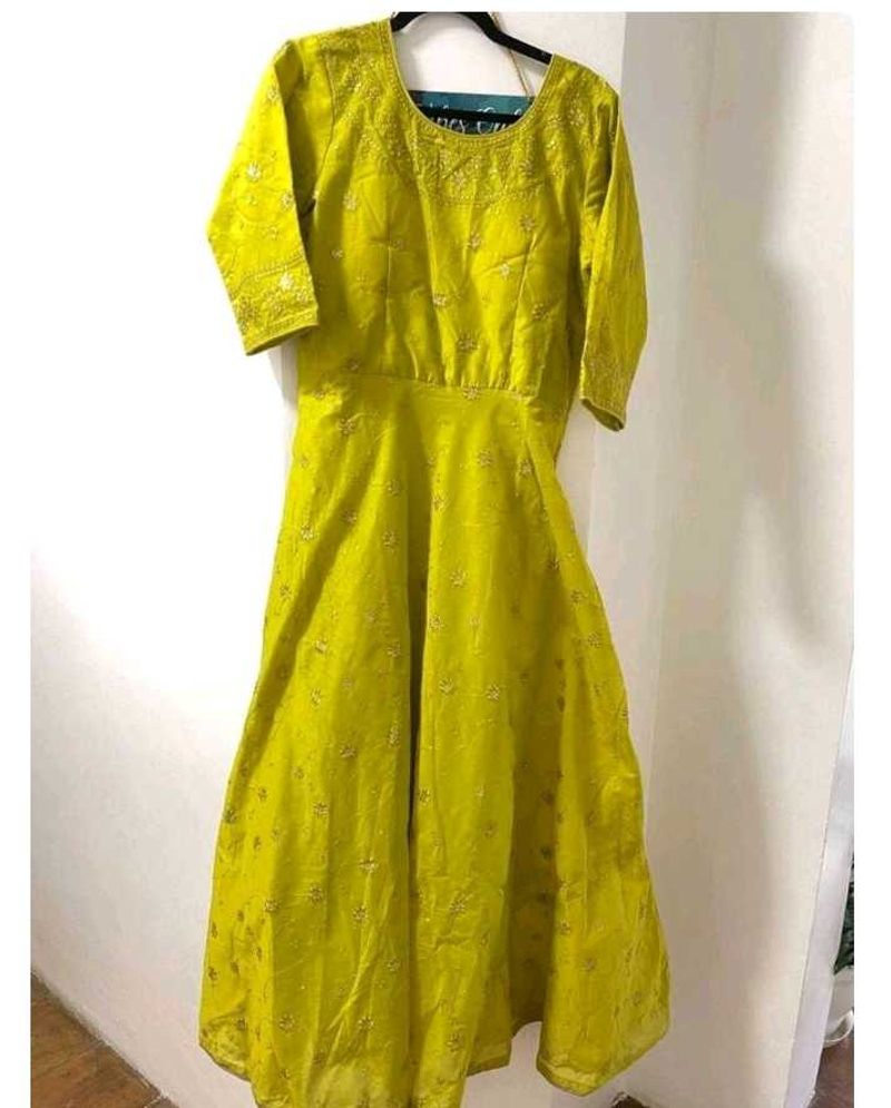 Elegant Yellow Embroidered Anarkali