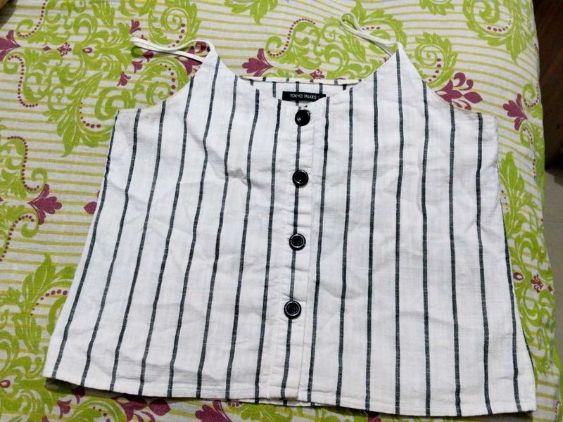 Striped Button-Up Camisole Top