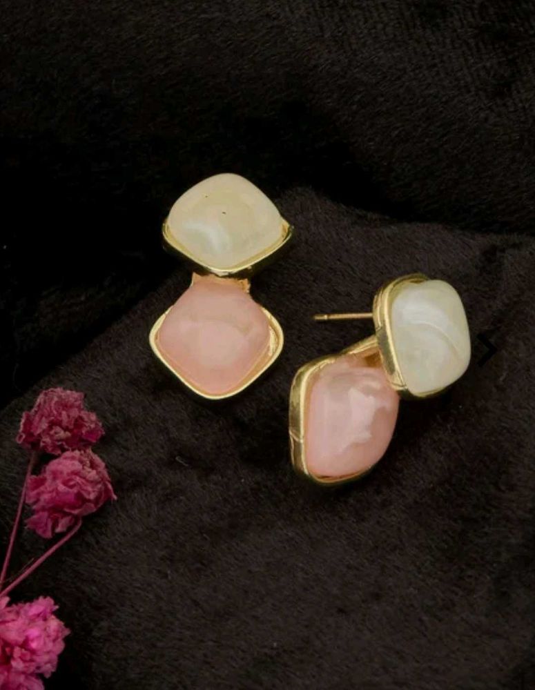 Elegant Dual Stone Drop Earrings