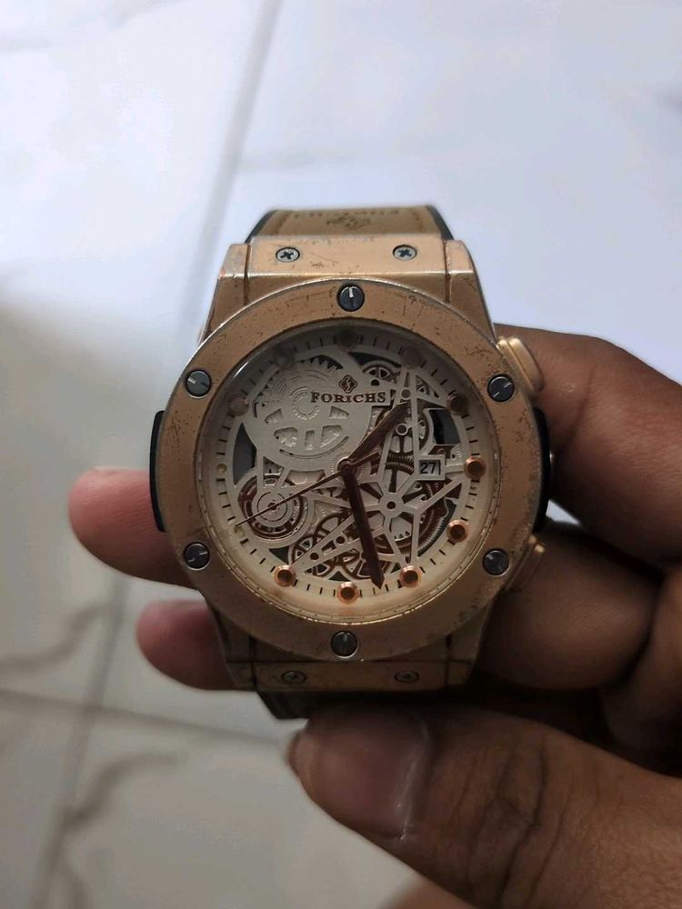 FORICHS Skeleton Watch - Rose Gold Tone