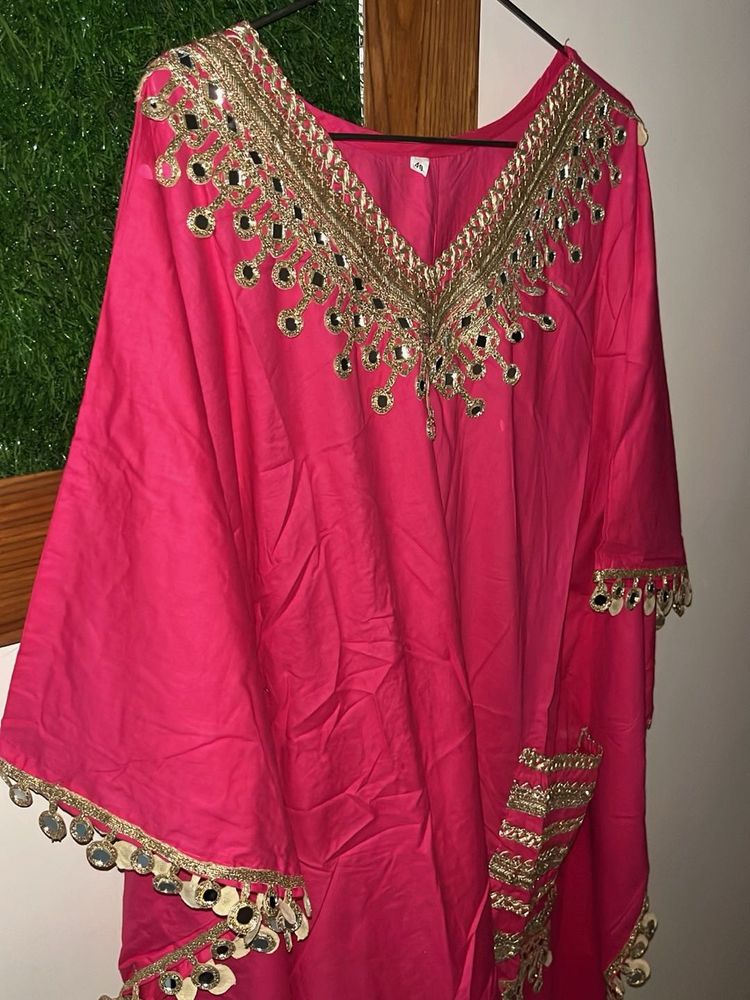 Set Hot Pink khulla kaftan pant