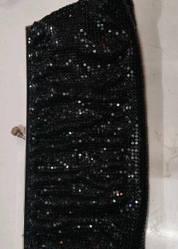 Sparkling Black Sequin Clutch