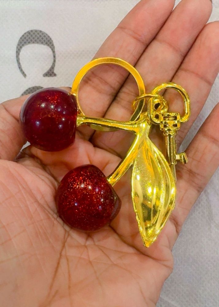 Cherry &amp; Key Keychain
