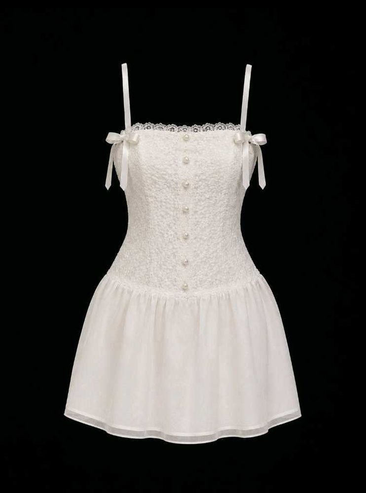 🤍 🎀 Coquette Ivory White Lacey mini dress