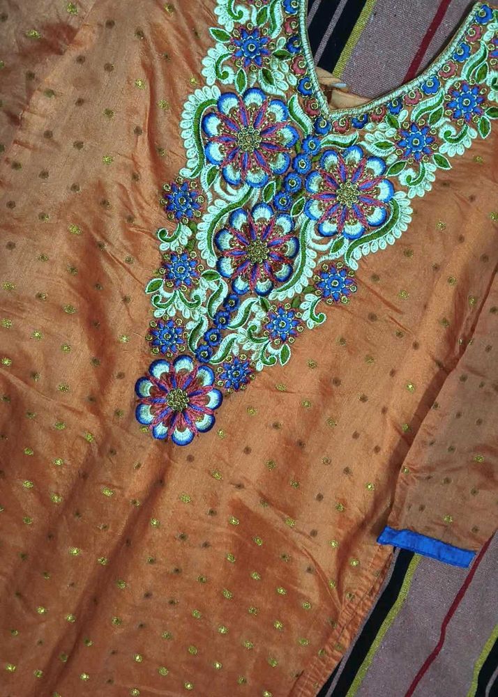 Embroidered Orange Kurta set