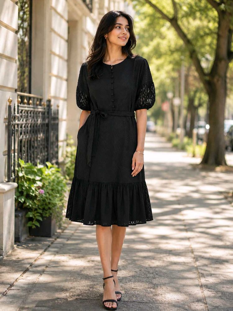 Elegant Black Midi Dress