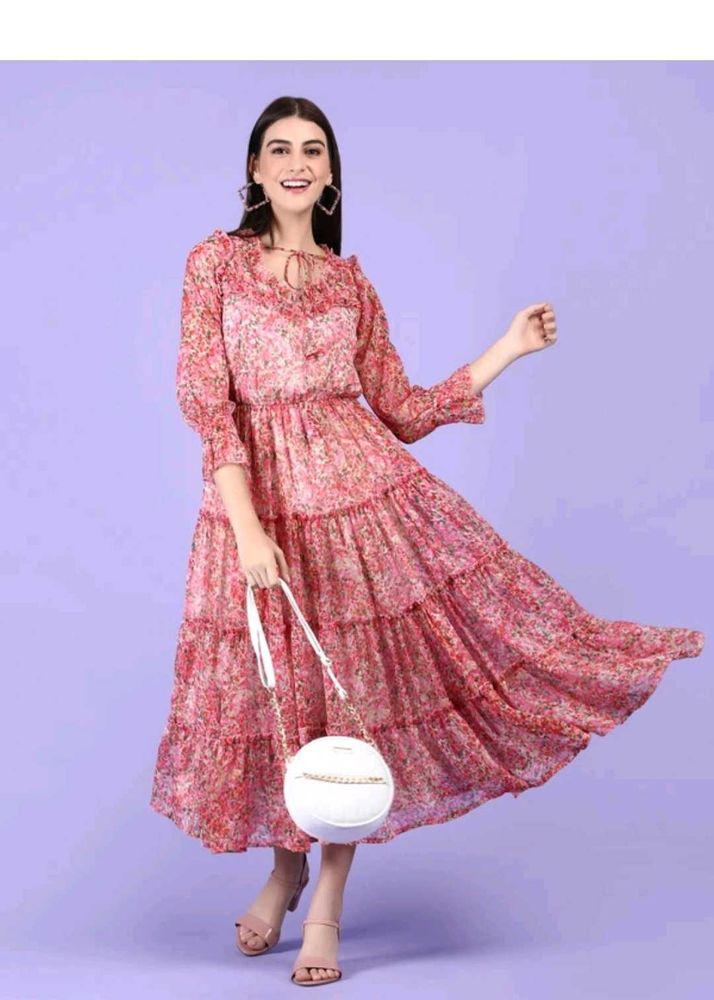 Floral Print Tiered Maxi Dress