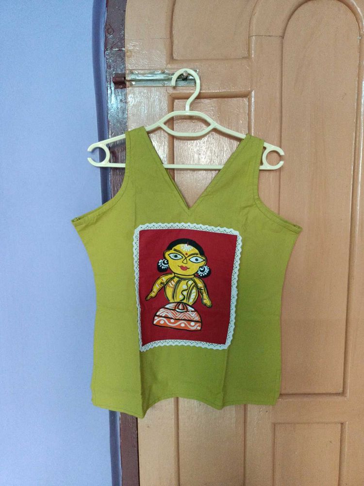 Hand-Painted Top - Unique Artistic Design