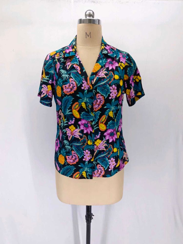 Vibrant Floral Print Short Sleeve Top