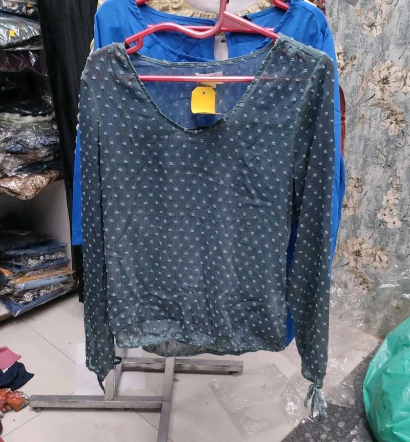 Blue Polka Dot Top