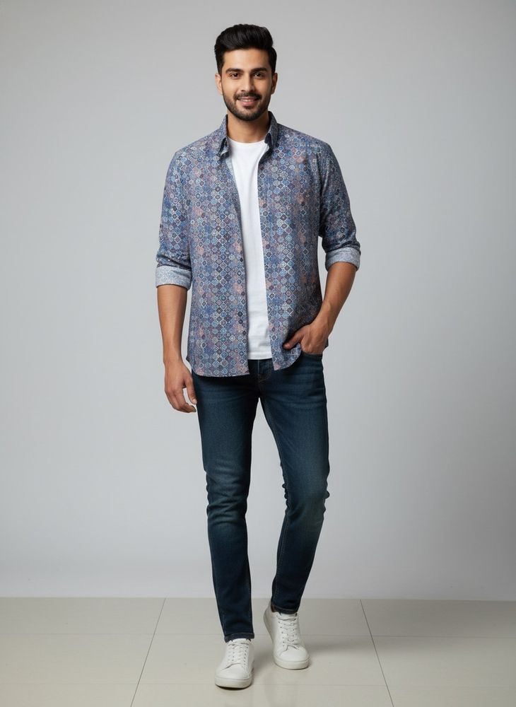 Trending Moroccan Patterned Men's Casual Shirt