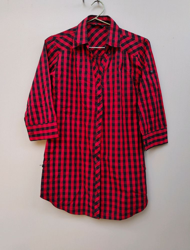 Red &amp; Black Checkered print Shirt