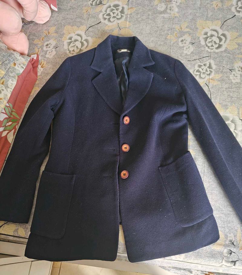 Classic Navy Wool Blend Blazer