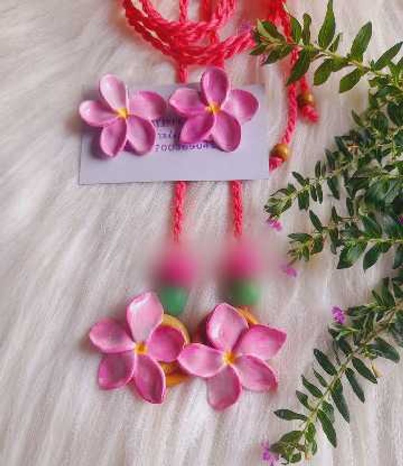 Handmade Pink Flower Earrings
