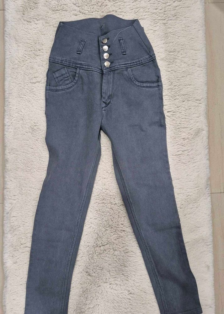 High Waisted Grey Jeans