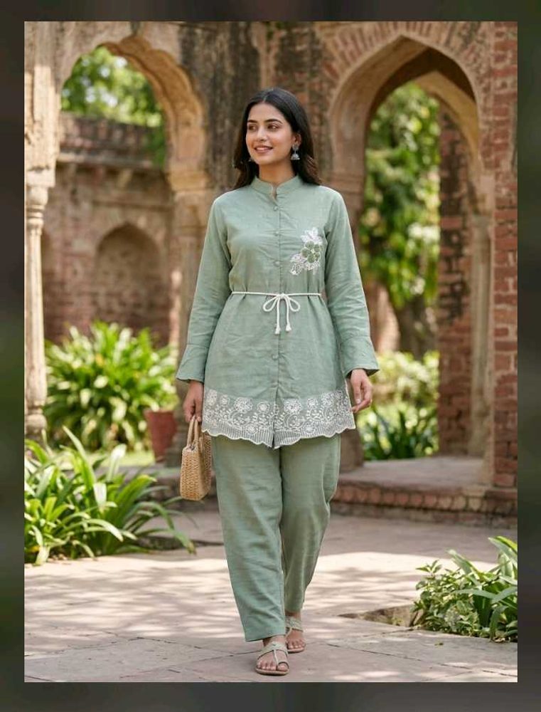 Stylish Green Kurta Set with Pants