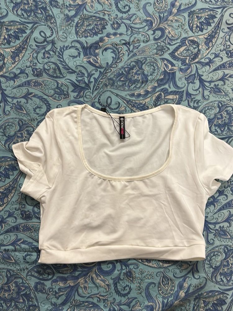White Crop Top - Square Neck