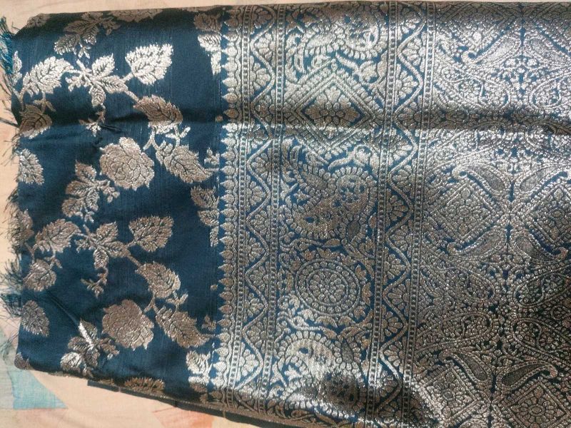 Stunning Teal Banarasi Silk Saree