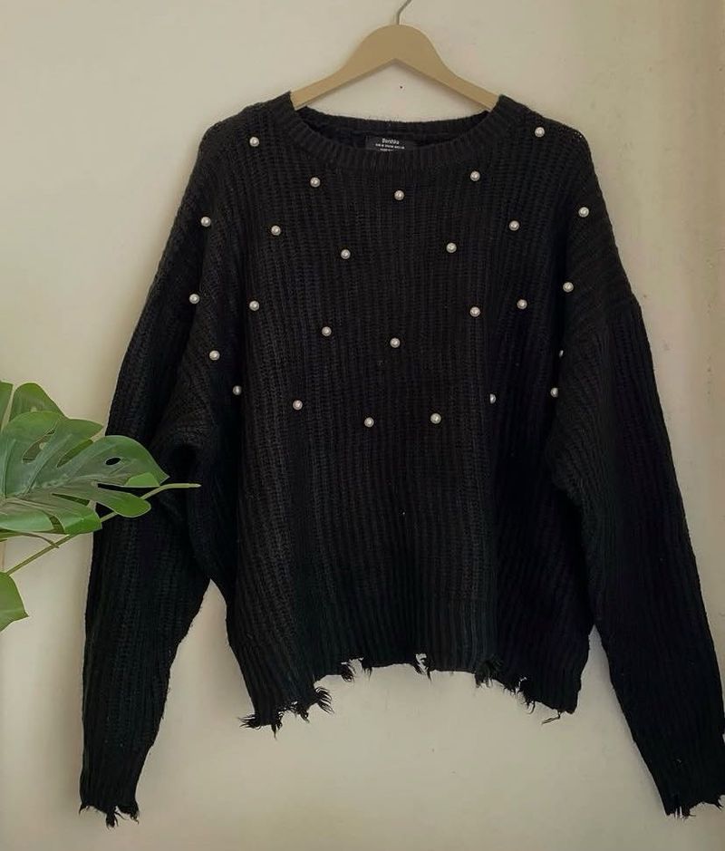 Black Pearl Embellished Sweater