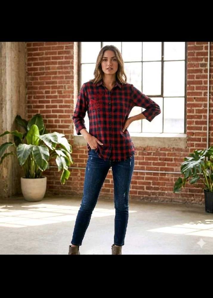 Chic Red Plaid Button-Up Shirt