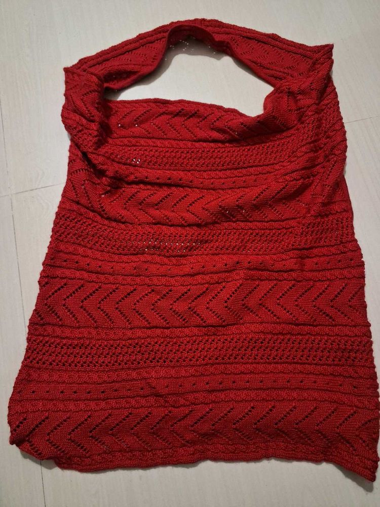 Chic Knitted Red cow neck top back less
