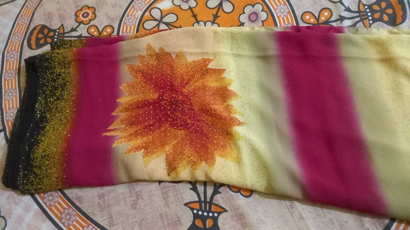Vibrant Floral Print Saree