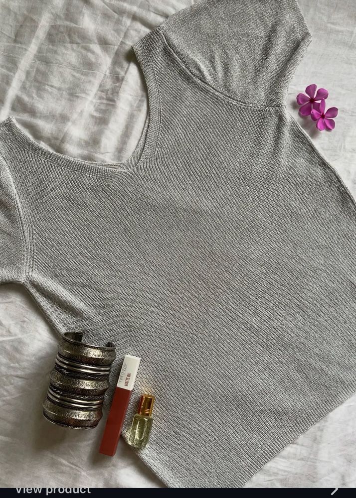 Silver Knit Top