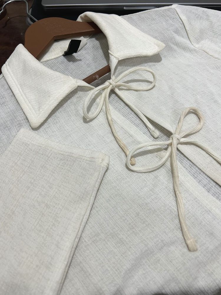 White Collared Tie-Up Top