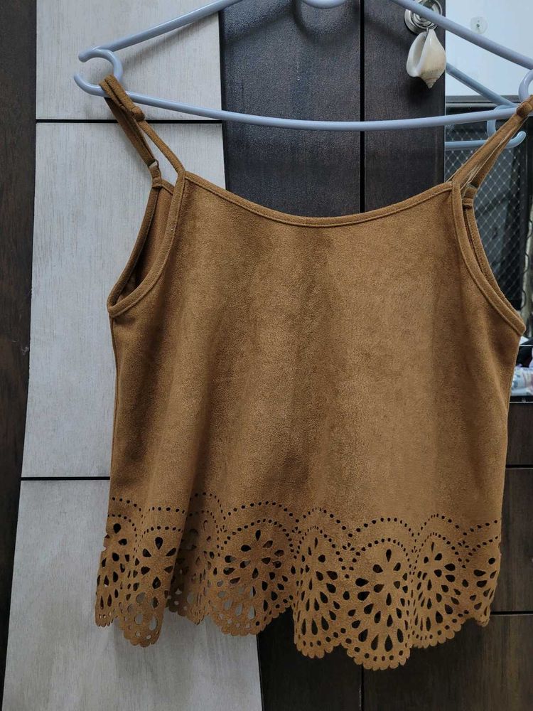 Caramel Cutwork Cami Top