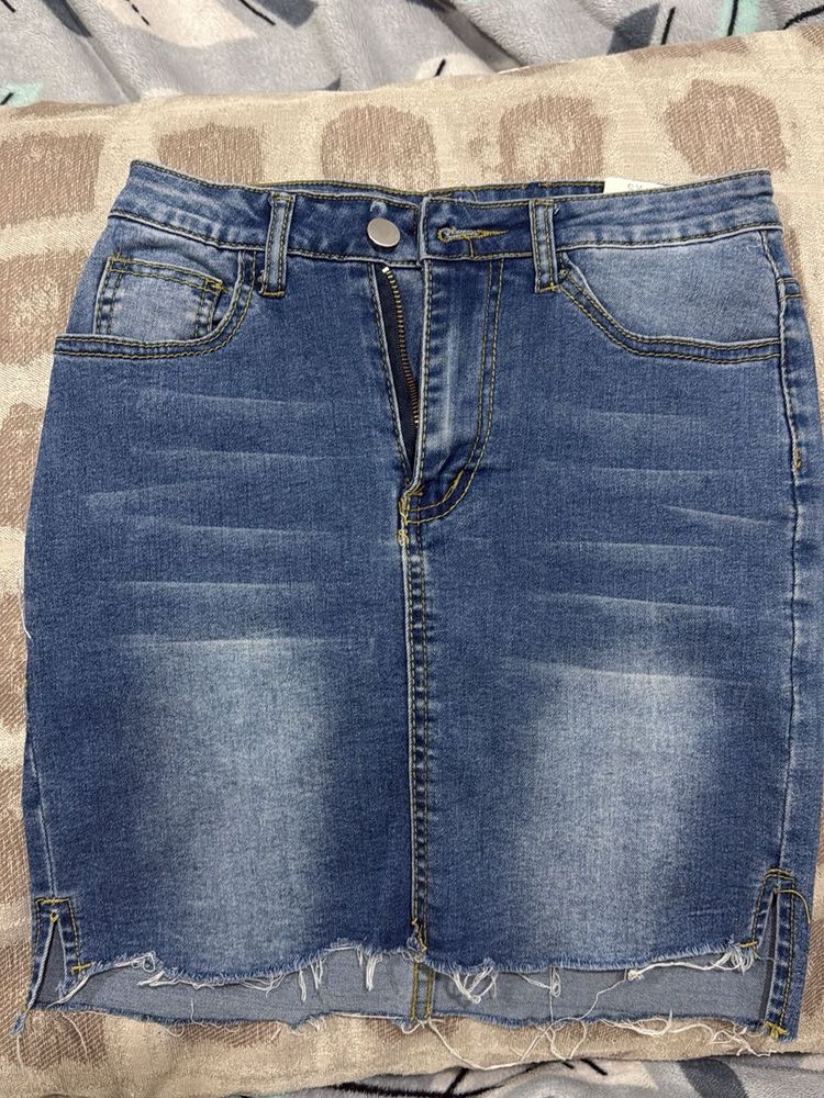 Blue Denim Mini Skirt