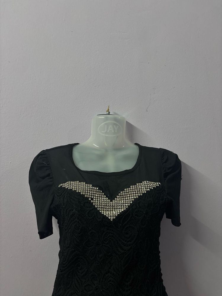 Chic Black Embellished Top