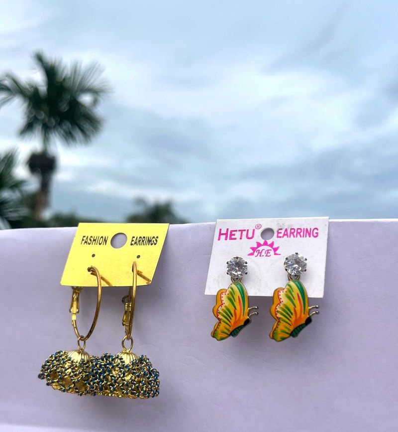 Boho Style Jhumka &amp; Butterfly Earrings Set