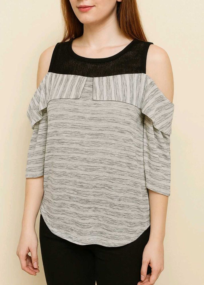 Cold Shoulder Striped Top