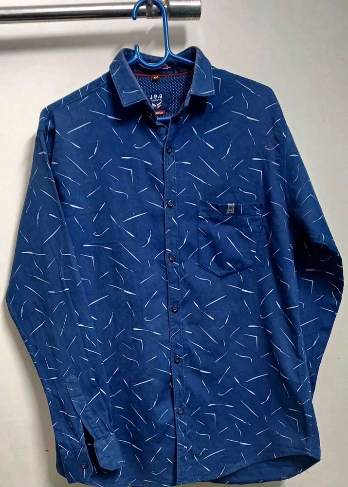 Men's Stylish Blue Patterned Shirt