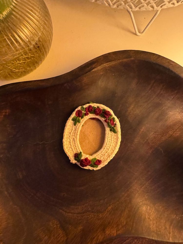 Handmade Crochet Rose mini photo frame