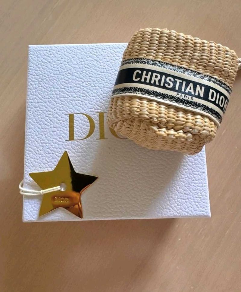 Dior Woven Pouch Keychain Charm