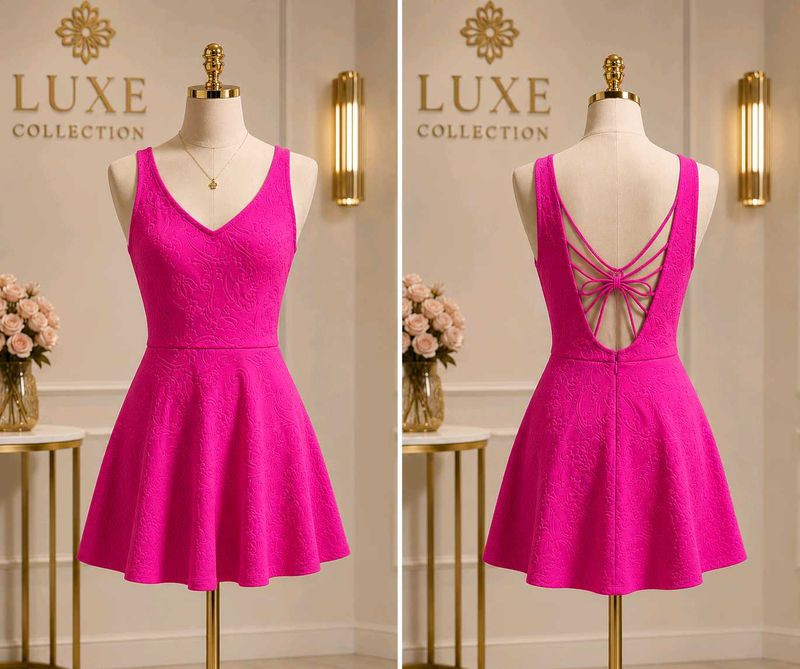 Vibrant Pink Textured Fit &amp; Flare Dress