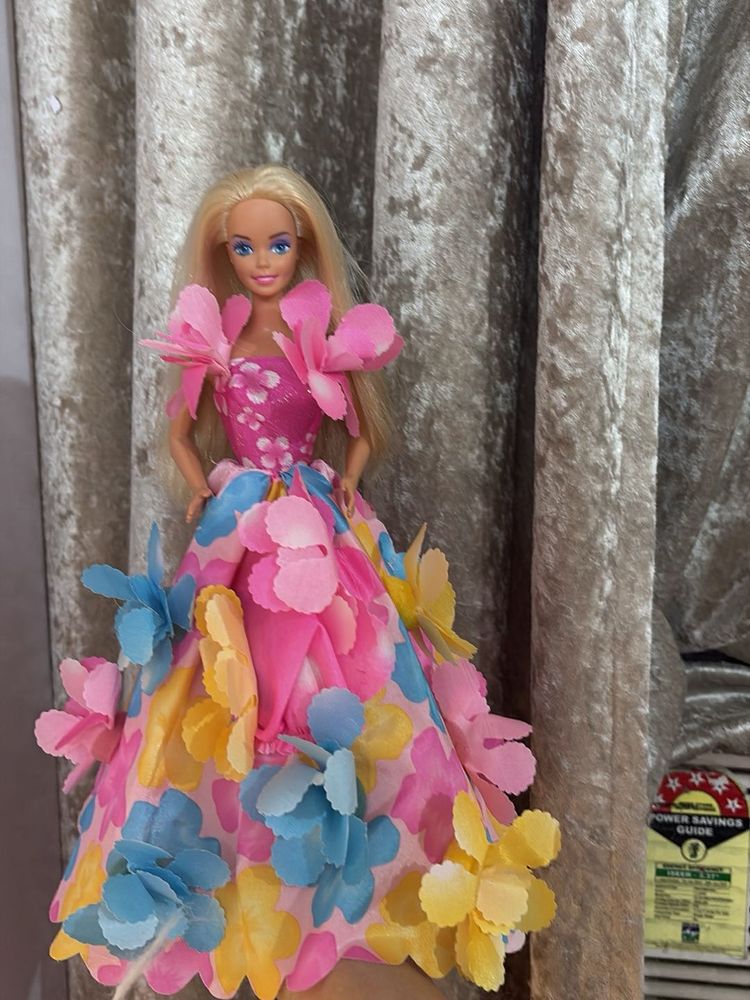 Vintage Barbie Doll in Floral Gown