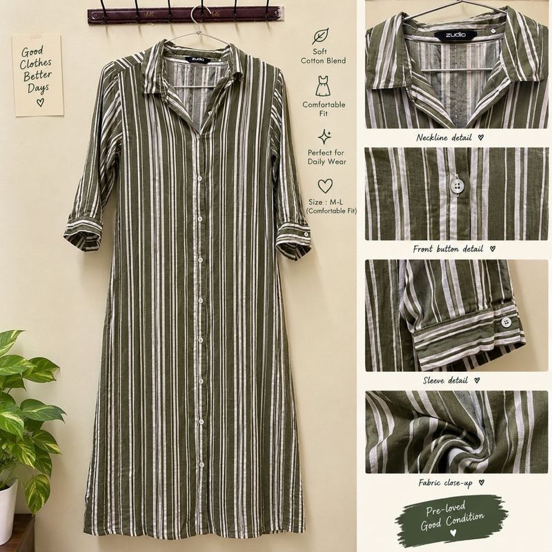 Striped Button-Down Shirt Dress