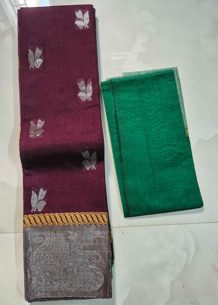 Maroon Saree with Silver Motifs