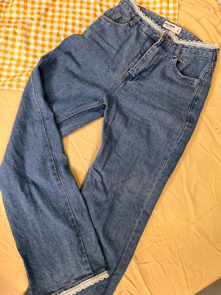 Pull&amp;Bear Lace Trim Jeans