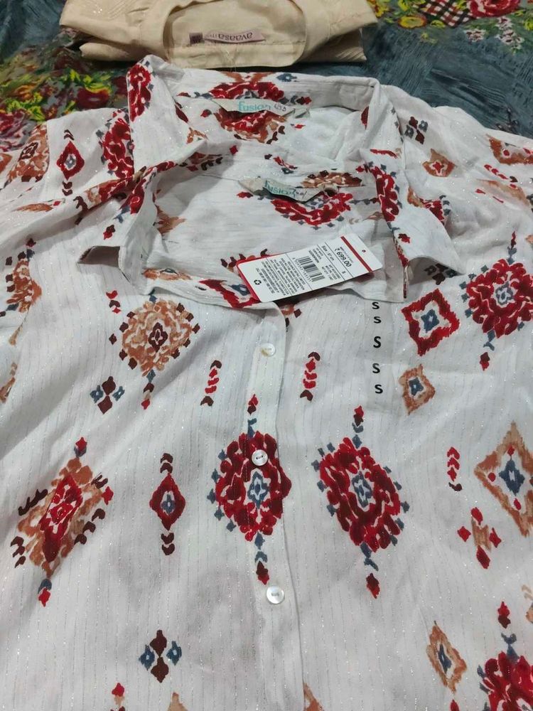 Ethnic Print Kurta blue and white comb